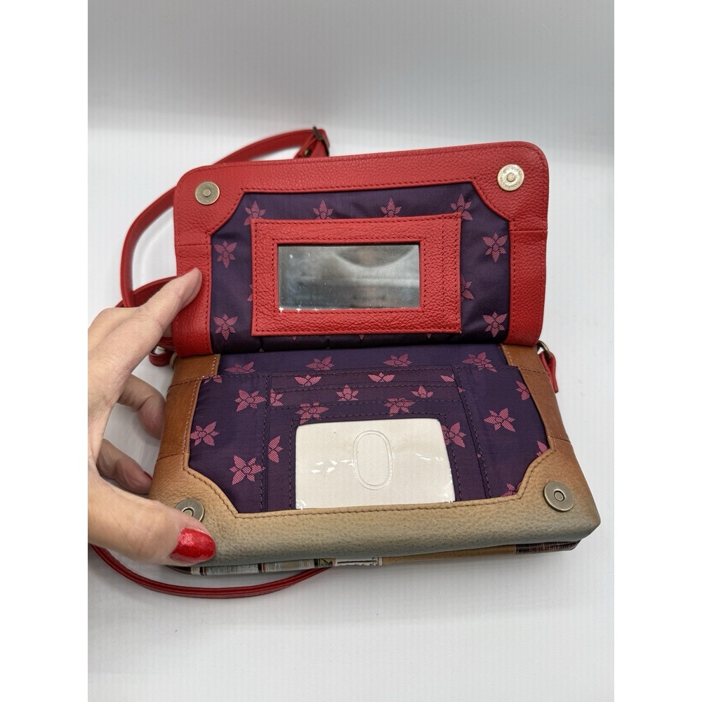 Anuschka Hand Painted Leather Crossbody Travel Organizer Bag-FRANCE Le Cafe - Picture 5 of 7